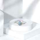 1 Carat Aquamarine Pear Engagement Ring with Diamond Trio AAA - Rosec Jewels