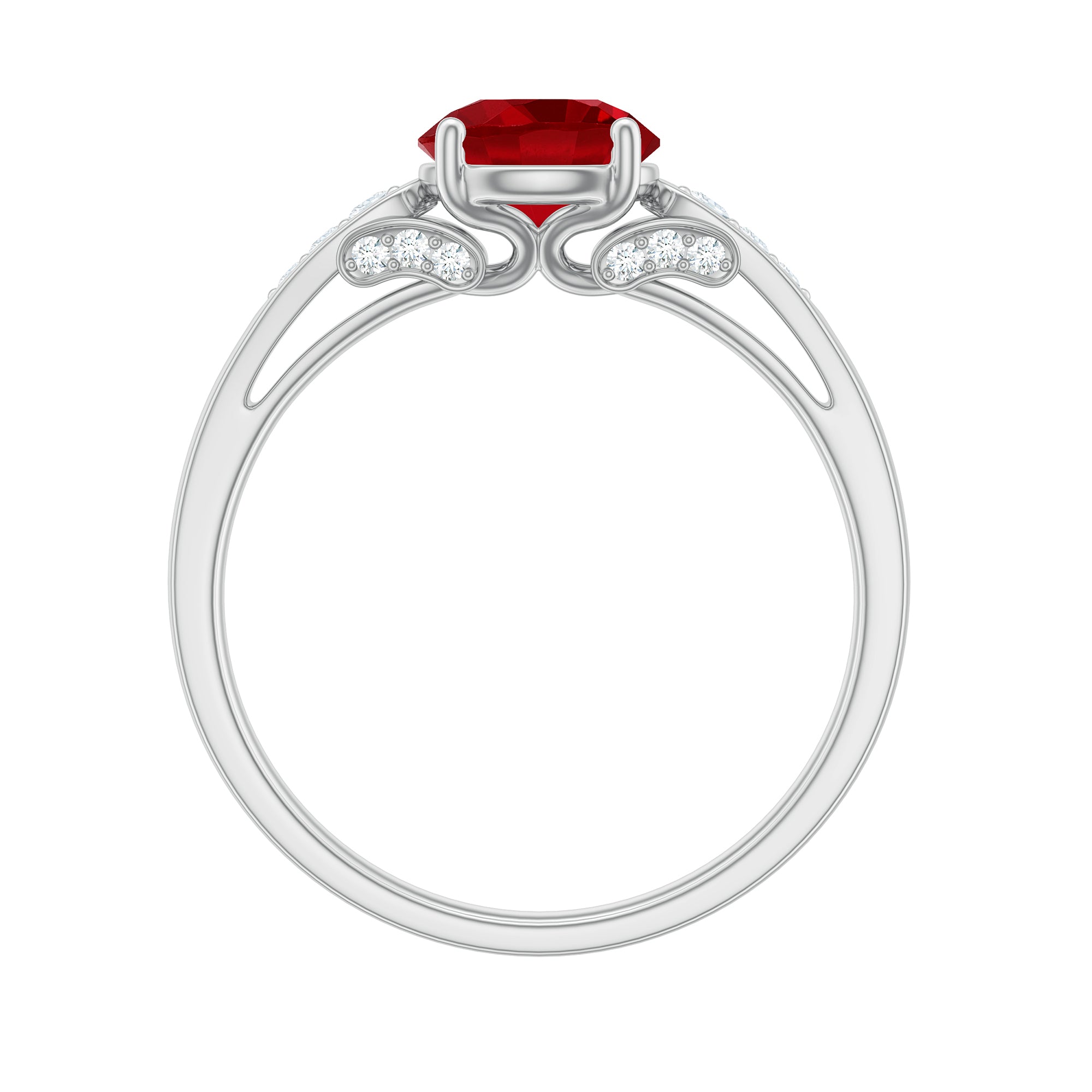 Rosec Jewels-Designer Lab Grown Ruby Solitaire Engagement Ring for Women