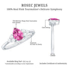 3/4 CT Natural Pink Tourmaline Teardrop Solitaire Ring with Diamond Trio AAA - Rosec Jewels