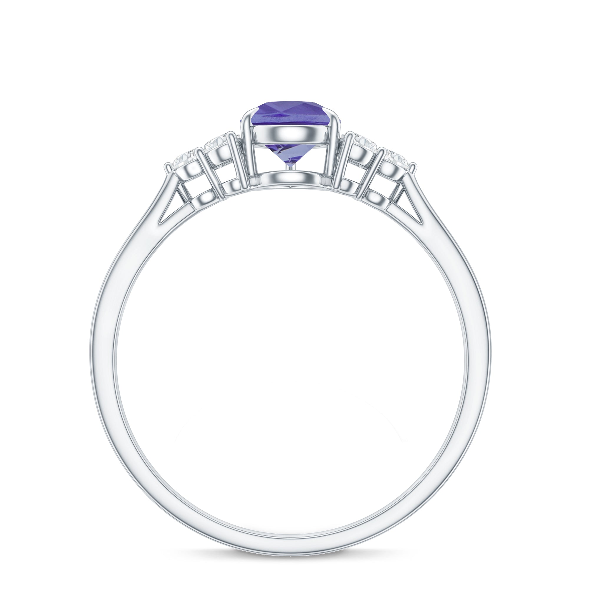 0.8 Carat Pear Shaped Tanzanite Engagement Ring with Diamond Trio AAA - Rosec Jewels