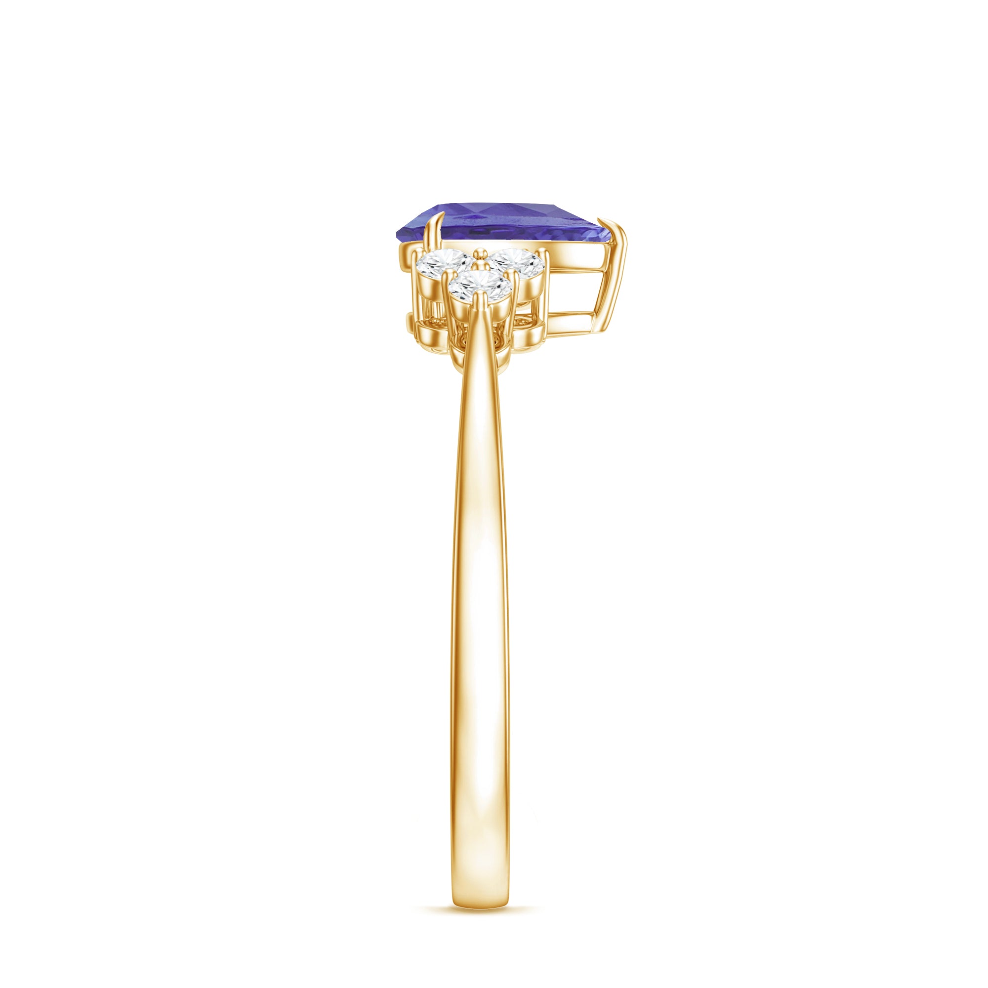 0.8 Carat Pear Shaped Tanzanite Engagement Ring with Diamond Trio AAA - Rosec Jewels