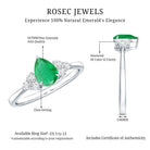 5X7mm AAA Quality Pear Shape Emerald Solitaire Engagement Ring with Diamond Trio AAA - Rosec Jewels