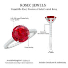 Certified Lab Ruby Solitaire Engagement Ring with Diamonds AAAA - Rosec Jewels