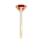 Certified Lab Ruby Solitaire Engagement Ring with Diamonds AAAA - Rosec Jewels