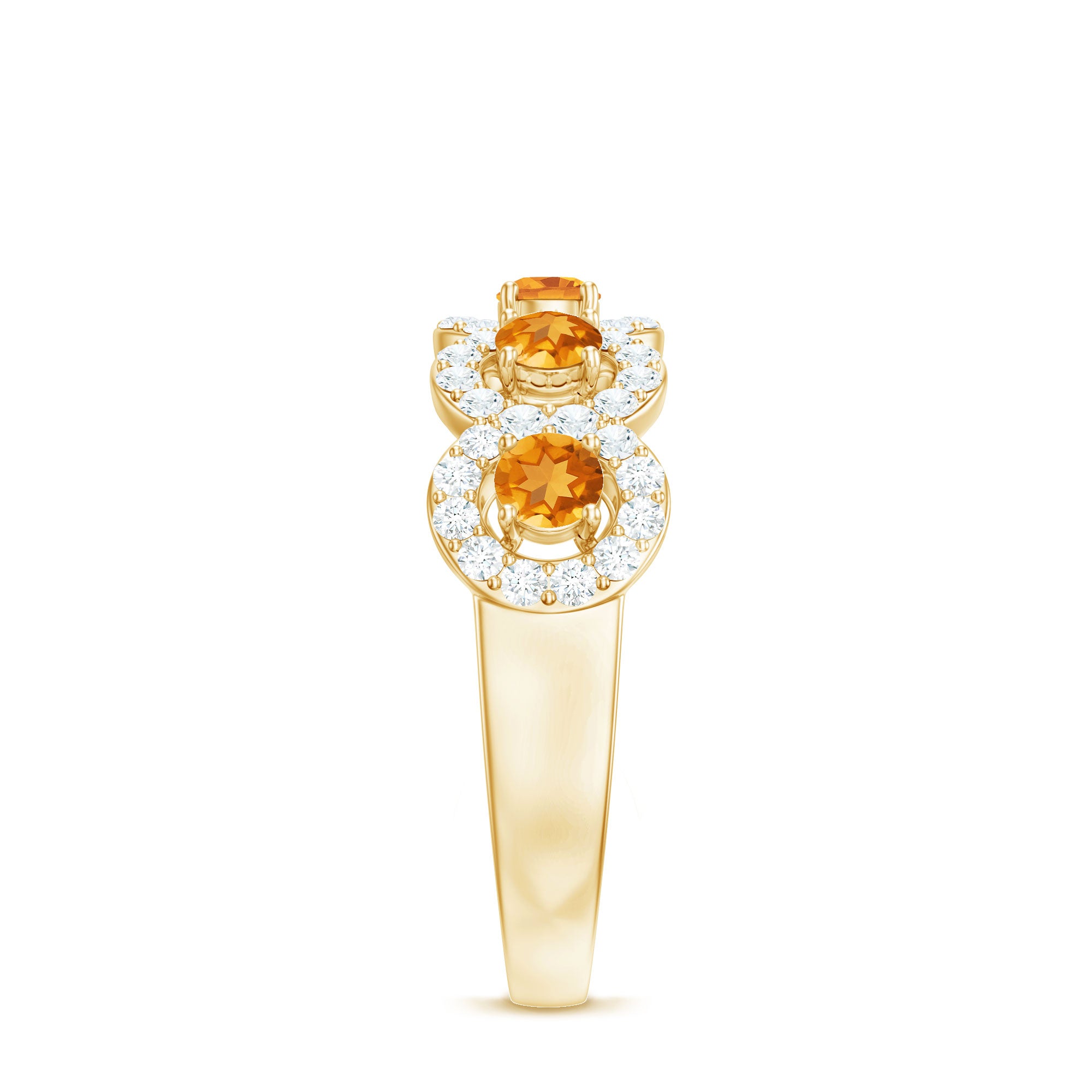 Certified Natural Citrine Diamond Half Eternity Band for Anniversary AAA - Rosec Jewels
