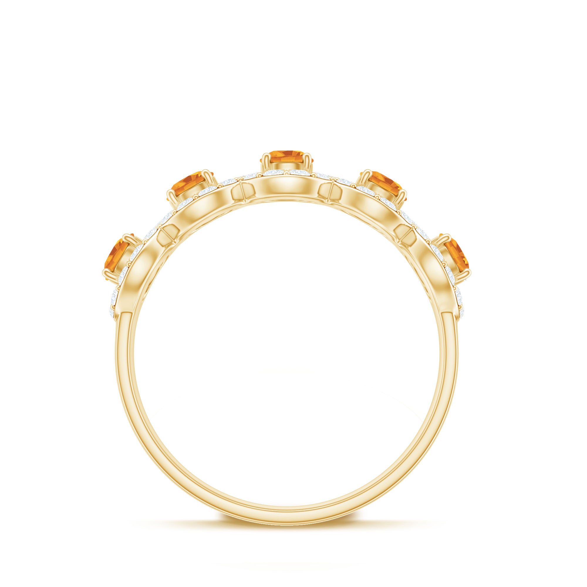 Certified Natural Citrine Diamond Half Eternity Band for Anniversary AAA - Rosec Jewels