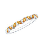 Rosec Jewels-Genuine Marquise Citrine Half Eternity Ring with Diamond