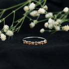 Rosec Jewels-Genuine Marquise Citrine Half Eternity Ring with Diamond