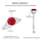 Rosec Jewels-Lab Grown Ruby Solitaire Engagement Ring with Diamond Trio