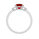 Rosec Jewels-Lab Grown Ruby Solitaire Engagement Ring with Diamond Trio
