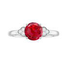Rosec Jewels-Lab Grown Ruby Solitaire Engagement Ring with Diamond Trio
