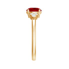 Rosec Jewels-Lab Grown Ruby Solitaire Engagement Ring with Diamond Trio