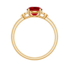 Rosec Jewels-Lab Grown Ruby Solitaire Engagement Ring with Diamond Trio