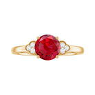 Rosec Jewels-Lab Grown Ruby Solitaire Engagement Ring with Diamond Trio