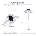 Vintage Looking Black Spinel Oval Engagement Ring with Diamond AAA - Rosec Jewels