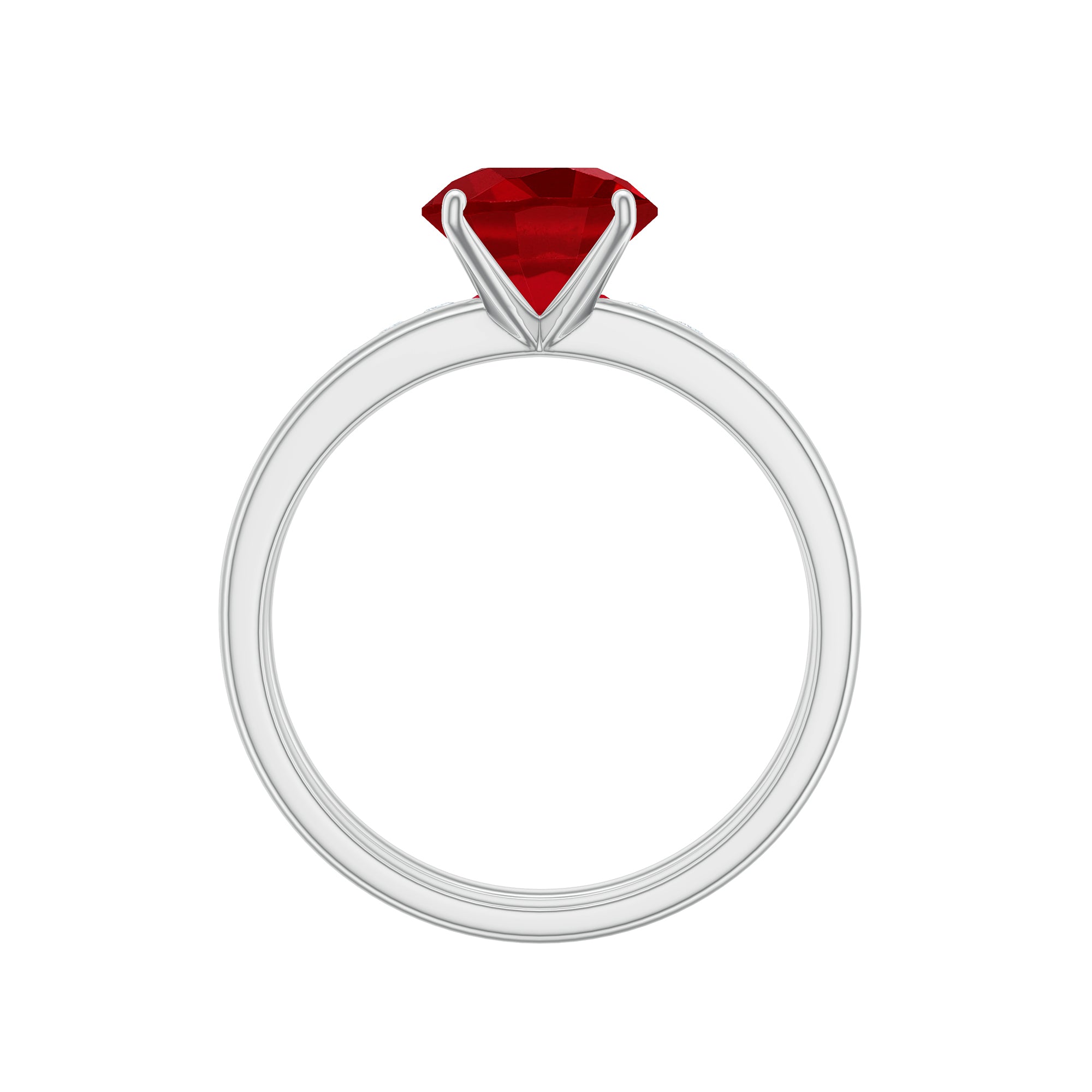 3 CT Solitaire Created Ruby Wedding Ring Set with Diamond AAAA - Rosec Jewels