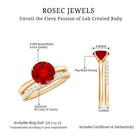 3 CT Solitaire Created Ruby Wedding Ring Set with Diamond AAAA - Rosec Jewels