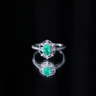 Rosec Jewels-Vintage Style Emerald and Diamond Oval Engagement Ring