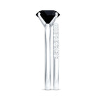 Natural 8mm Black Onyx Solitaire Engagement Rings with Diamond Enhancer AAA - Rosec Jewels