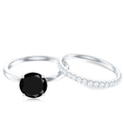 Natural 8mm Black Onyx Solitaire Engagement Rings with Diamond Enhancer AAA - Rosec Jewels