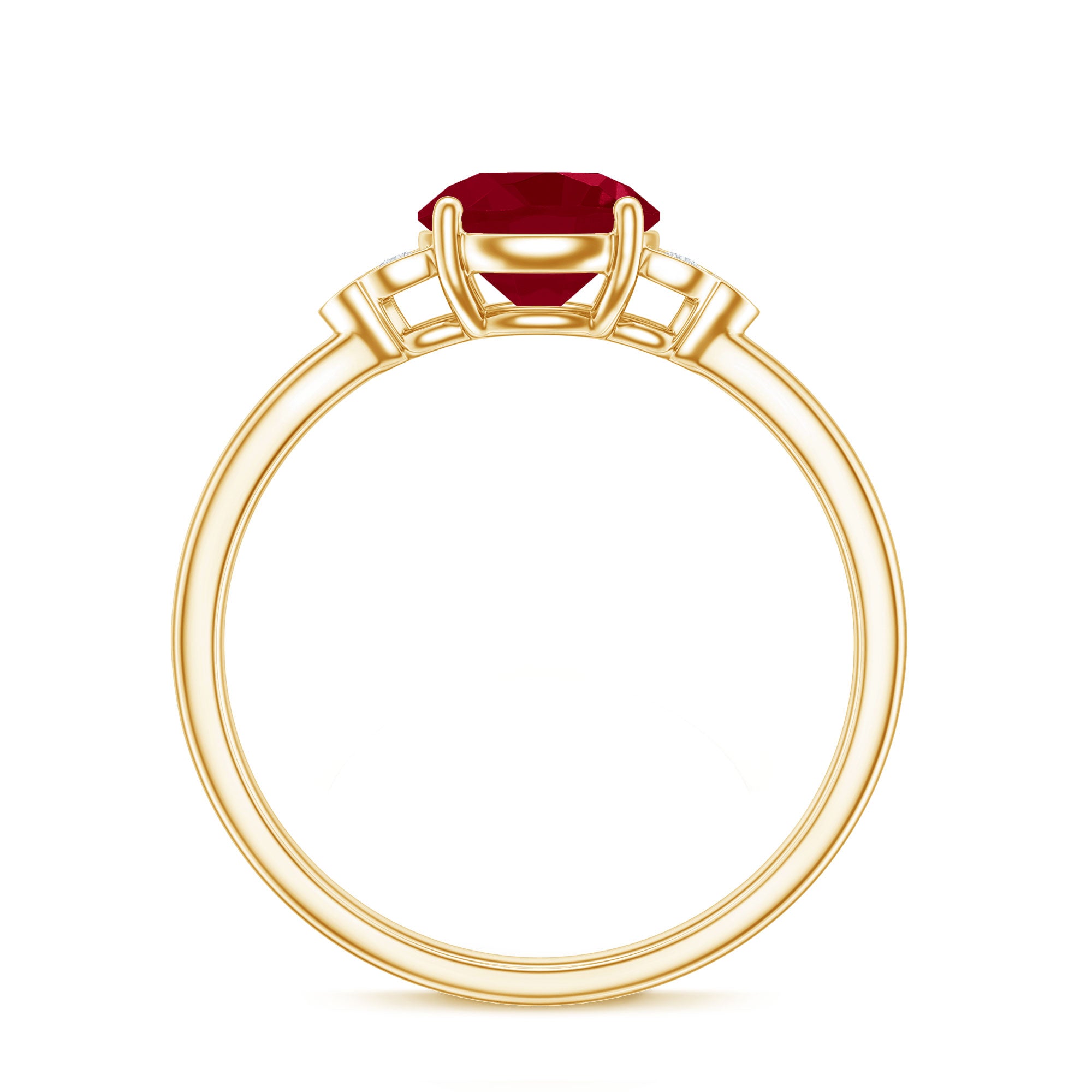 Real 0.6 Carat Ruby Promise Ring with Diamond Trio AAA - Rosec Jewels