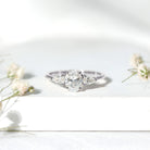 Rosec Jewels-Oval and Pear Cut Moissanite Three Stone Engagement Ring