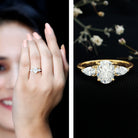 Rosec Jewels-Oval and Pear Cut Moissanite Three Stone Engagement Ring