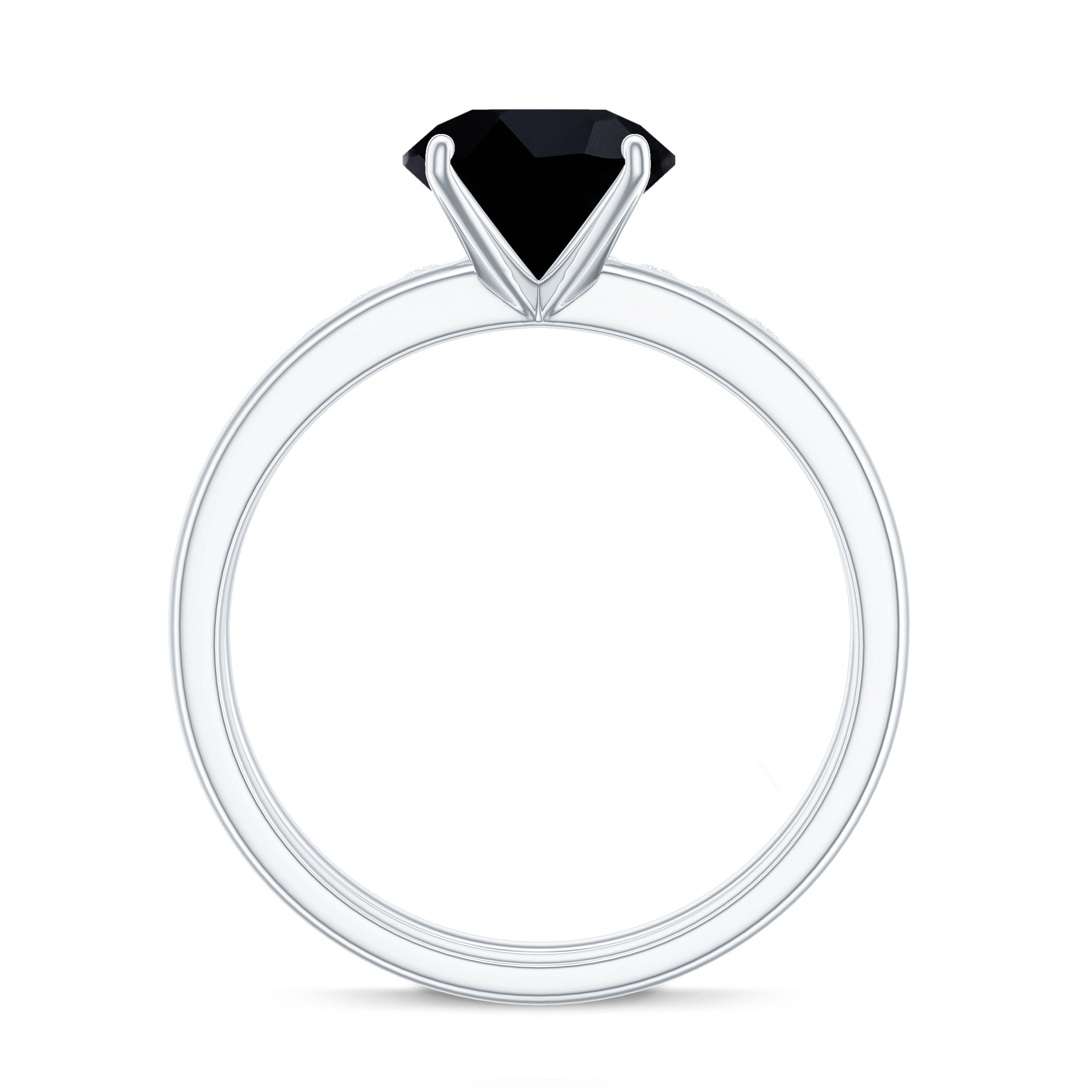 Rosec Jewels-Natural Black Spinel Wedding Engagement Ring Set with Diamond