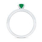 Certified Real Emerald Solitaire Engagement Ring with Diamond Enhancer AAA - Rosec Jewels