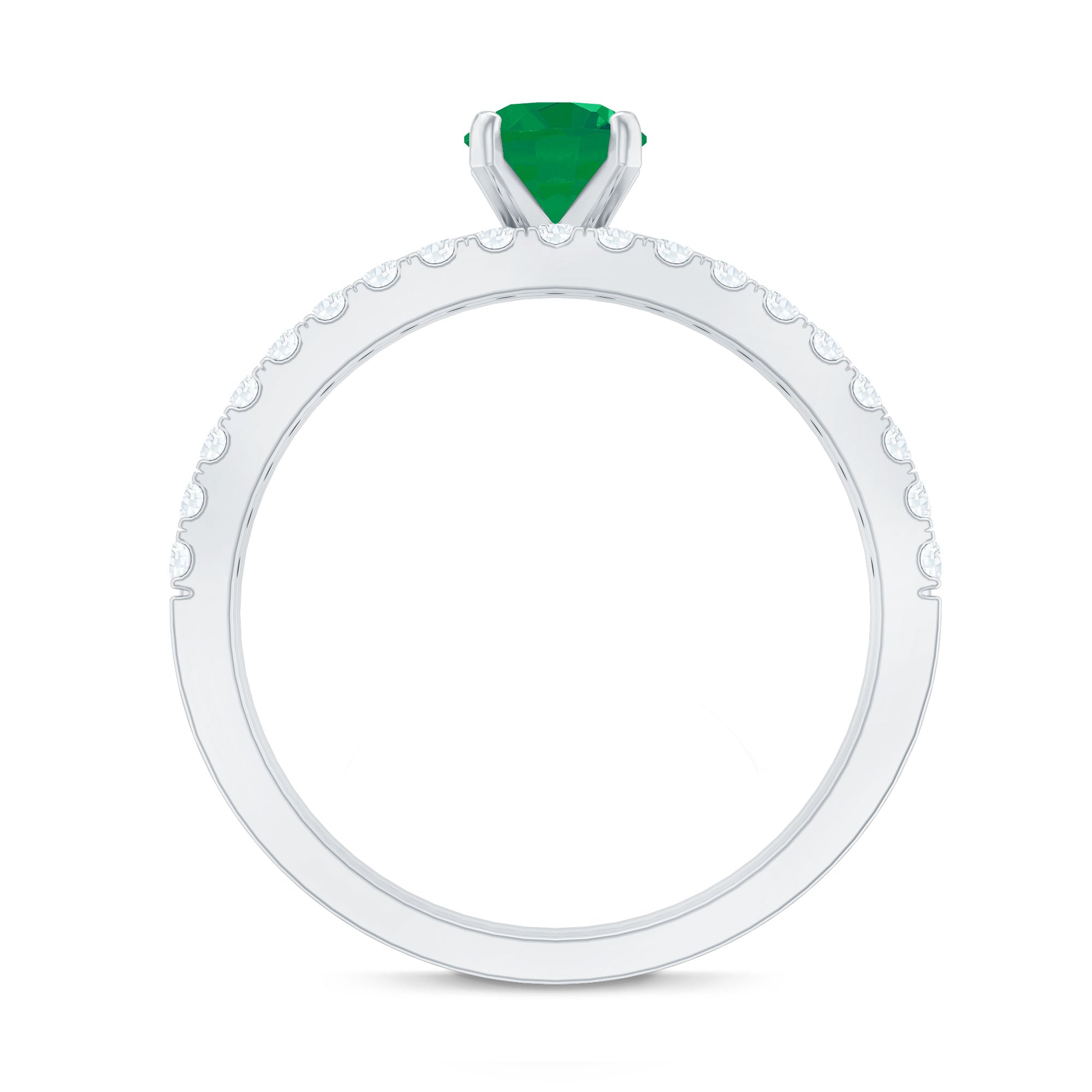 Certified Real Emerald Solitaire Engagement Ring with Diamond Enhancer AAA - Rosec Jewels