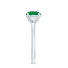Natural Solitaire Emerald Engagement Ring with Diamond Trio AAA - Rosec Jewels