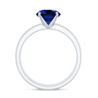 8mm Round Shape Lab Created Blue Sapphire Solitaire Wedding Ring Set with Diamond Band AAAA - Rosec Jewels