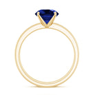 8mm Round Shape Lab Created Blue Sapphire Solitaire Wedding Ring Set with Diamond Band AAAA - Rosec Jewels