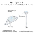 1.50 CT Moonstone Solitaire Engagement Ring with Diamond Trio AAA - Rosec Jewels