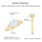 1.50 CT Moonstone Solitaire Engagement Ring with Diamond Trio AAA - Rosec Jewels
