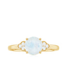 1.50 CT Moonstone Solitaire Engagement Ring with Diamond Trio AAA - Rosec Jewels