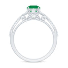 Designer Emerald Crossover Engagement Ring with Diamond AAA - Rosec Jewels