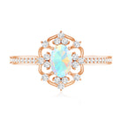 Natural Oval Ethiopian Rainbow Opal Vintage Looking Engagement Ring with Diamond AAA - Rosec Jewels