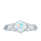 Ethiopian Opal and Diamond Engagement Ring with Crossover Shank AAA - Rosec Jewels
