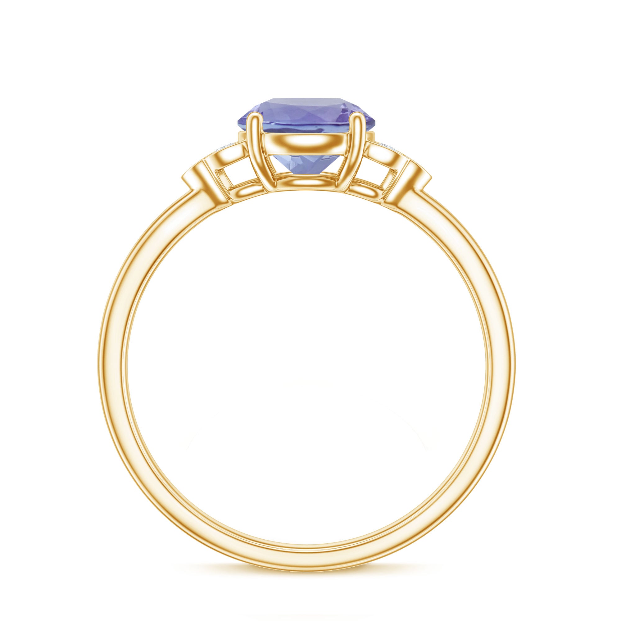 Natural Tanzanite Engagement Ring with Trio of Diamond AAA - Rosec Jewels