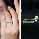 Rosec Jewels-Marquise Emerald and Diamond Half Eternity Ring