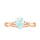 Natural Solitaire Ethiopian Opal Diamond Oval Engagement Ring With Pinched Shank AAA - Rosec Jewels