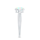 Natural Solitaire Ethiopian Opal Diamond Oval Engagement Ring With Pinched Shank AAA - Rosec Jewels