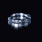 Baguette London Blue Topaz and Diamond Stackable Band Ring AAA - Rosec Jewels
