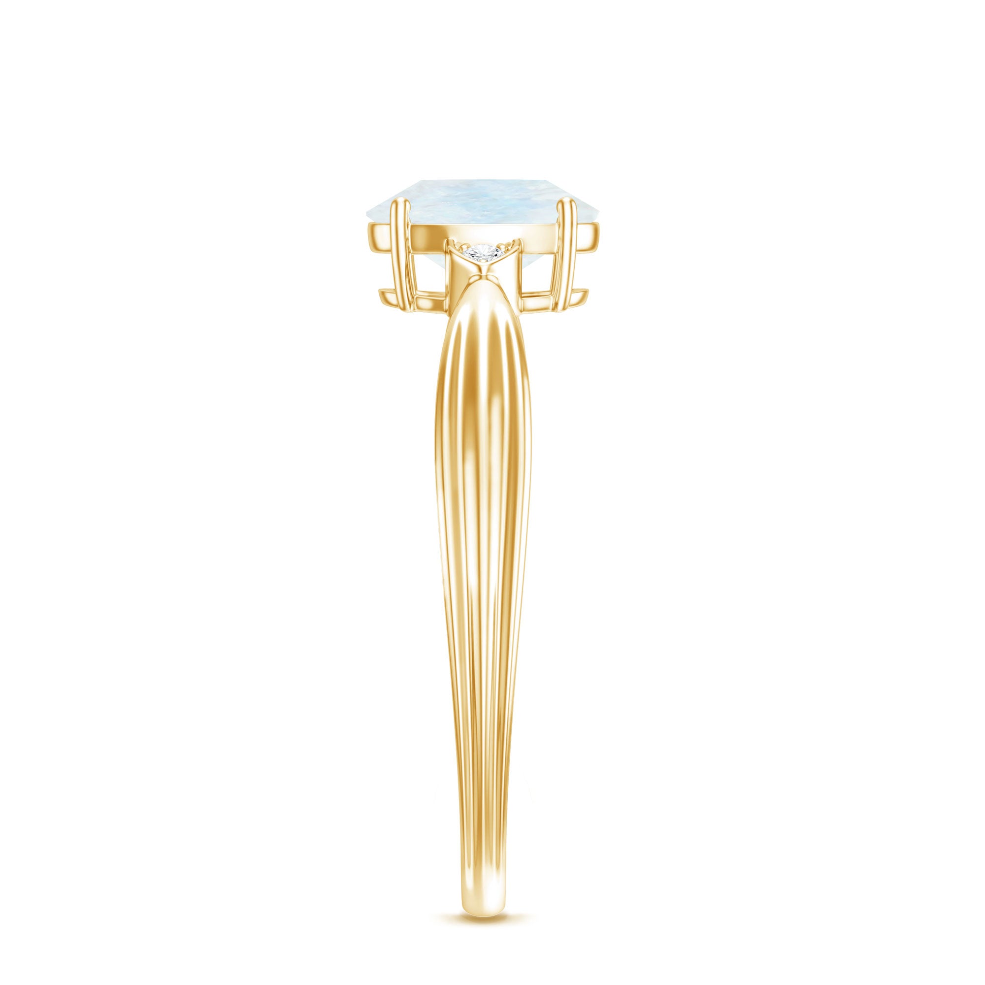 1 CT Oval Cut Moonstone Solitaire Ring with Diamond AAA - Rosec Jewels