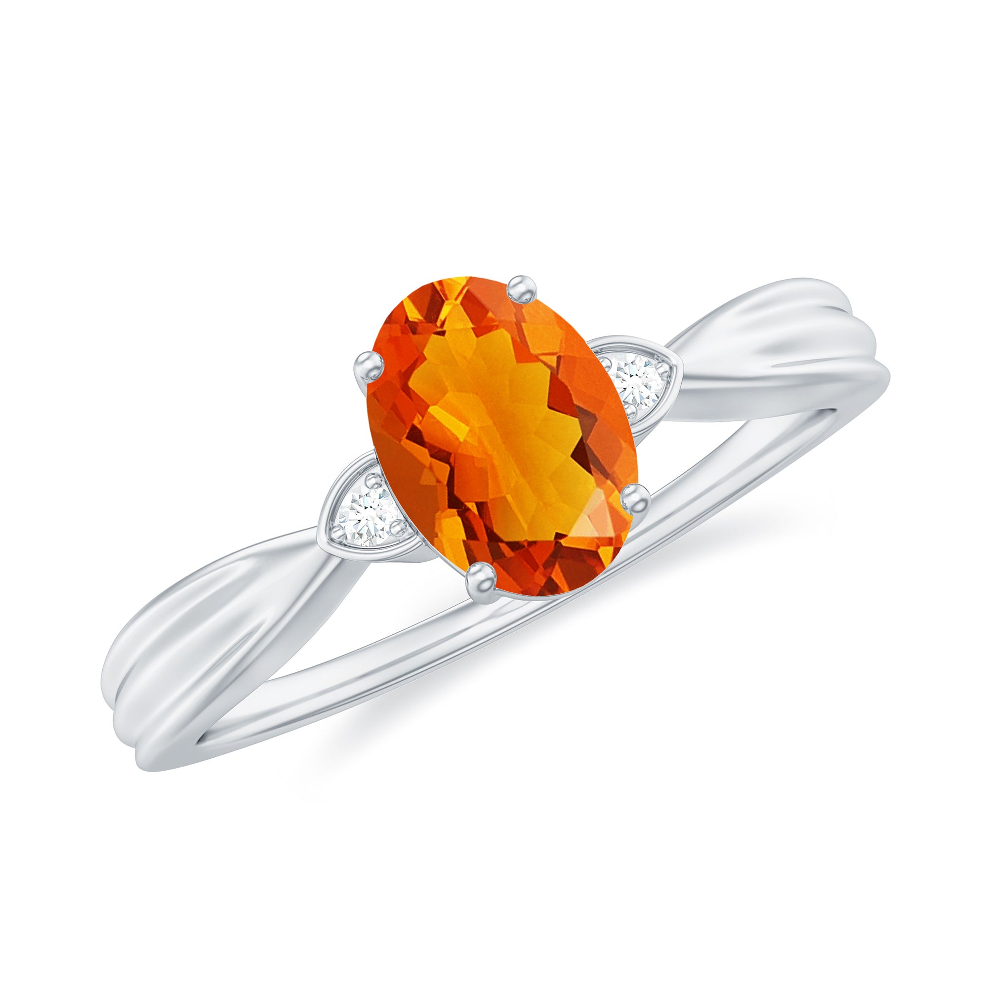 3/4 CT Oval Shape Fire Opal Engagement Ring with Diamond AAA - Rosec Jewels