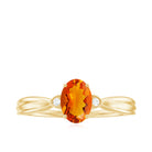 3/4 CT Oval Shape Fire Opal Engagement Ring with Diamond AAA - Rosec Jewels