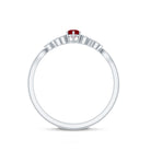 Certified Ruby and Diamond Leaf Branch Promise Ring AAA - Rosec Jewels