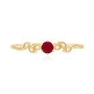 Certified Ruby and Diamond Leaf Branch Promise Ring AAA - Rosec Jewels