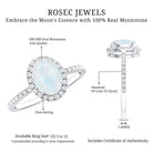 Oval Moonstone Engagement Ring with Diamond Halo AAA - Rosec Jewels